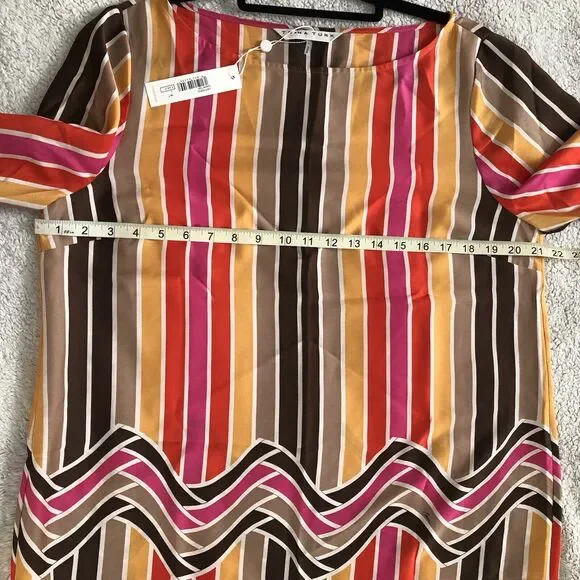 Trina Turk Dawn Top Womens Large Retro Stripe Mod 60s 70s Colorful Disco Party - Picture 9 of 11